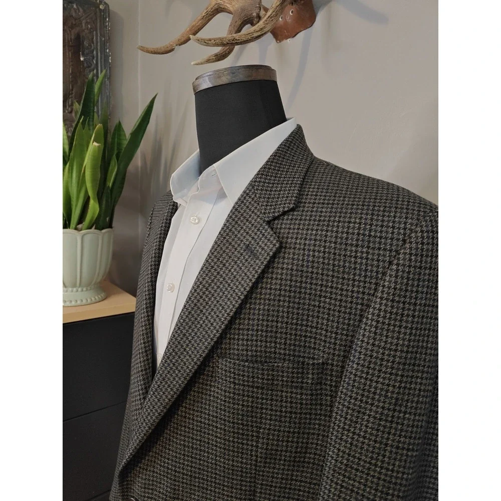 Chaps Vintage Mens Wool Sports Coat 44R Taupe Houndstooth 2 Button Blazer Canada